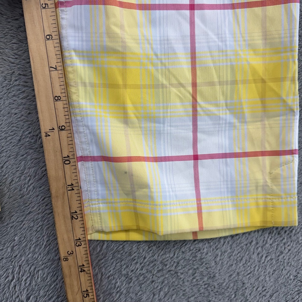 Nike Golf Tour Performance Plaid Shorts Women Size 4 Yellow Pink White Dri-Fit - Picture 6 of 13